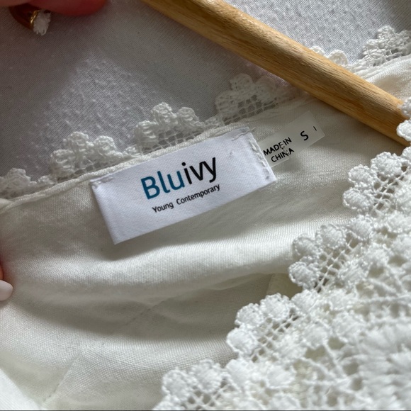 BluIvy Bohemian Style White Lace Detail A-Line Dress - Picture 10 of 17
